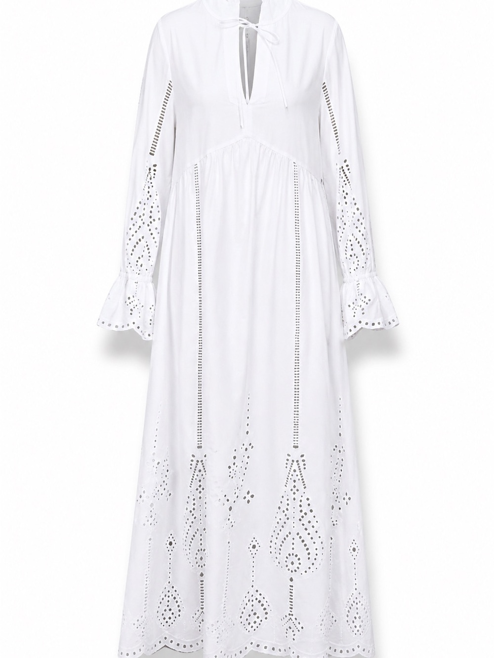 THE KOOPLES White Eyelet Embroidered Cotton Maxi Boho Dress NWT - Picture 2 of 14